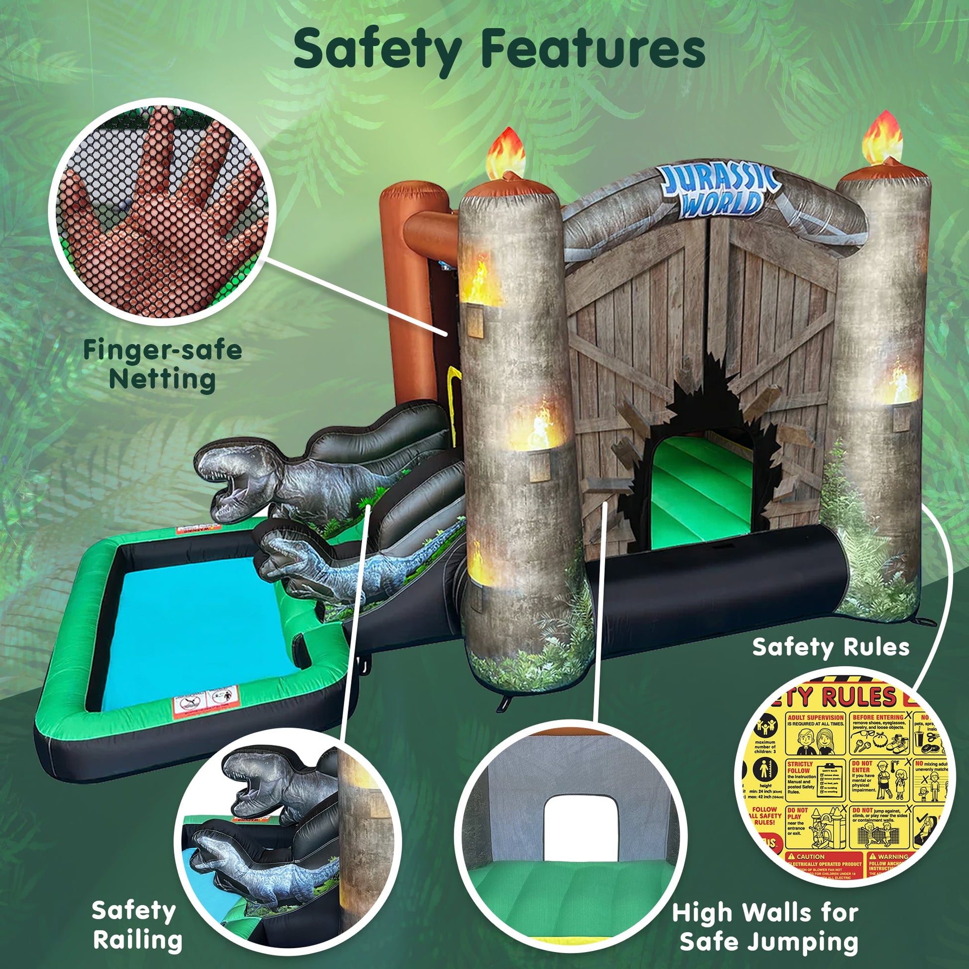 Safety Features of Jurassic World Bounce House Waterslide