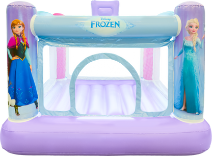 Inflatable playhouse featuring characters from Disney's Frozen with a purple and blue color scheme.