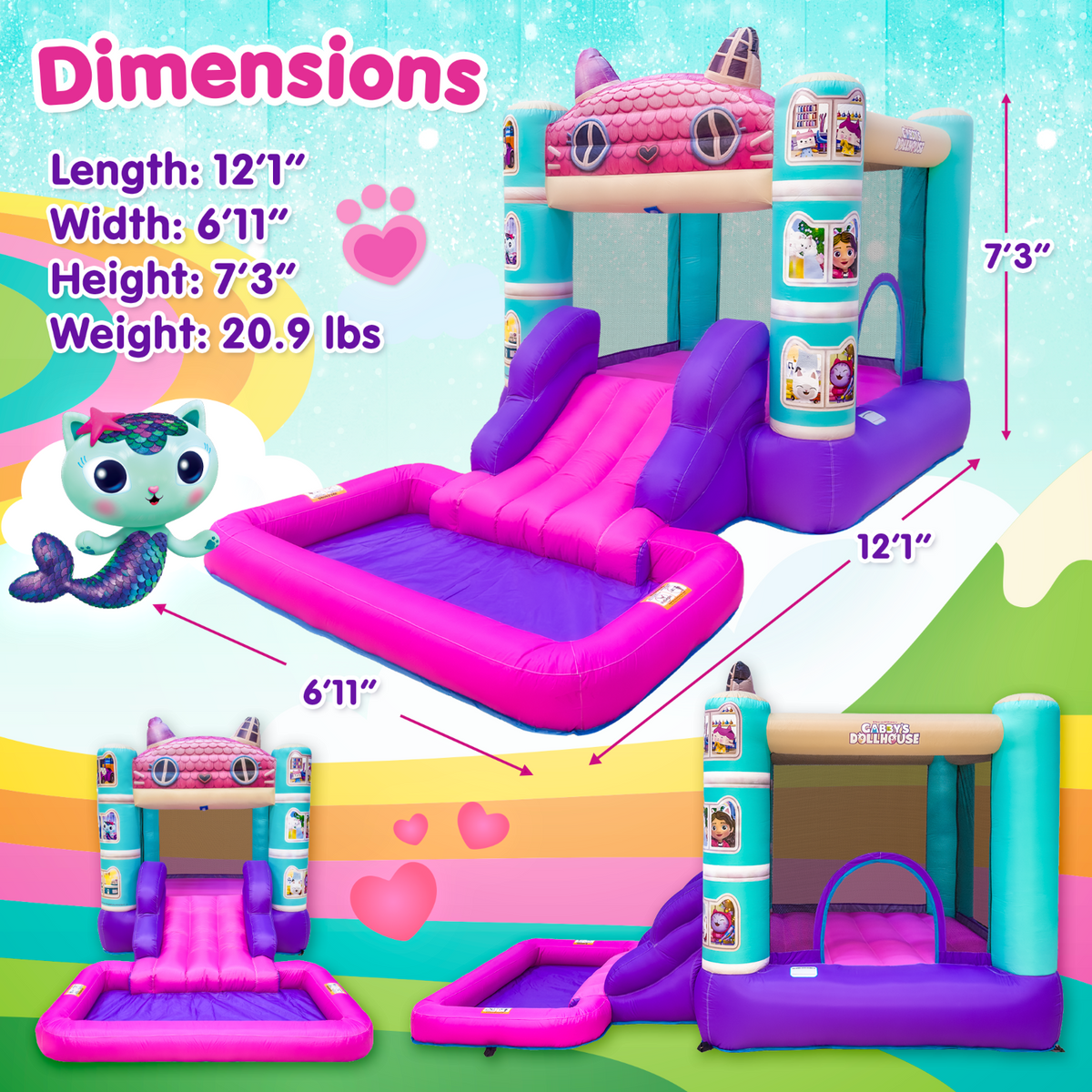 Gabby Dollhouse Bounce House Waterslide Dimensions