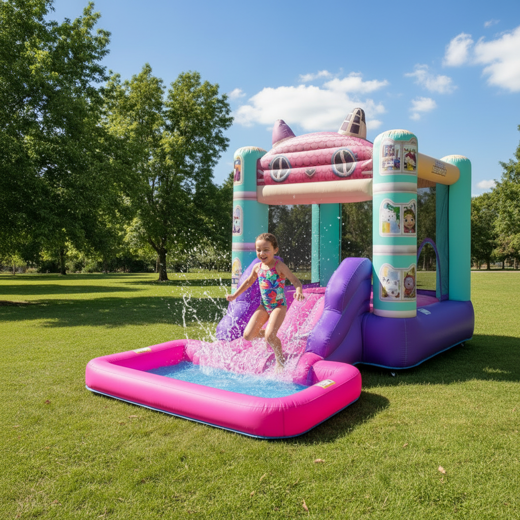 Gabby Dollhouse Bounce House Waterslide Slide Backyard