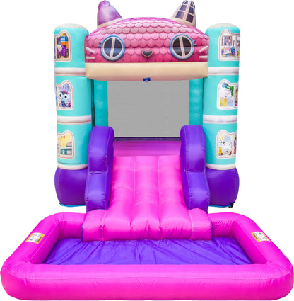 gabby dollhouse bounce house waterslide backyard