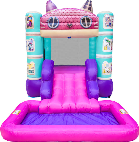 gabby dollhouse bounce house waterslide backyard