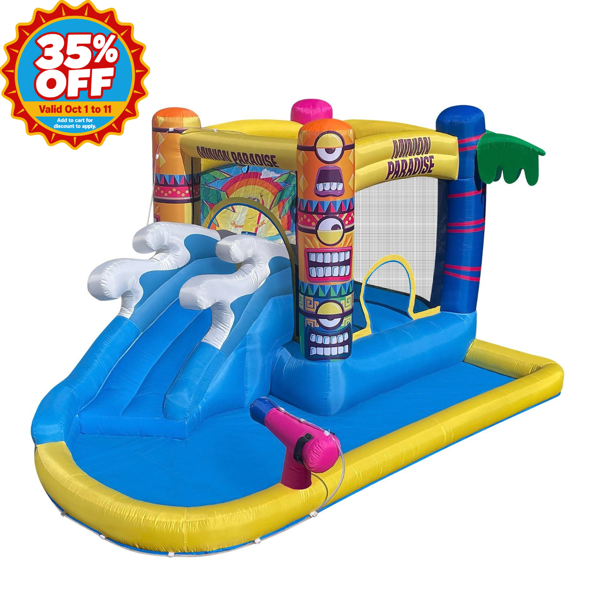 Minions bounce house waterslide October sale promotion