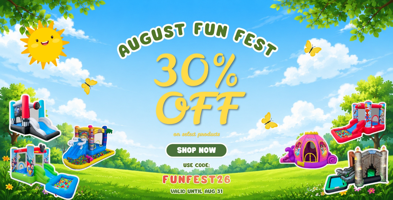 Funormous inflatables August Fun Fest 30 percent off select products promotion