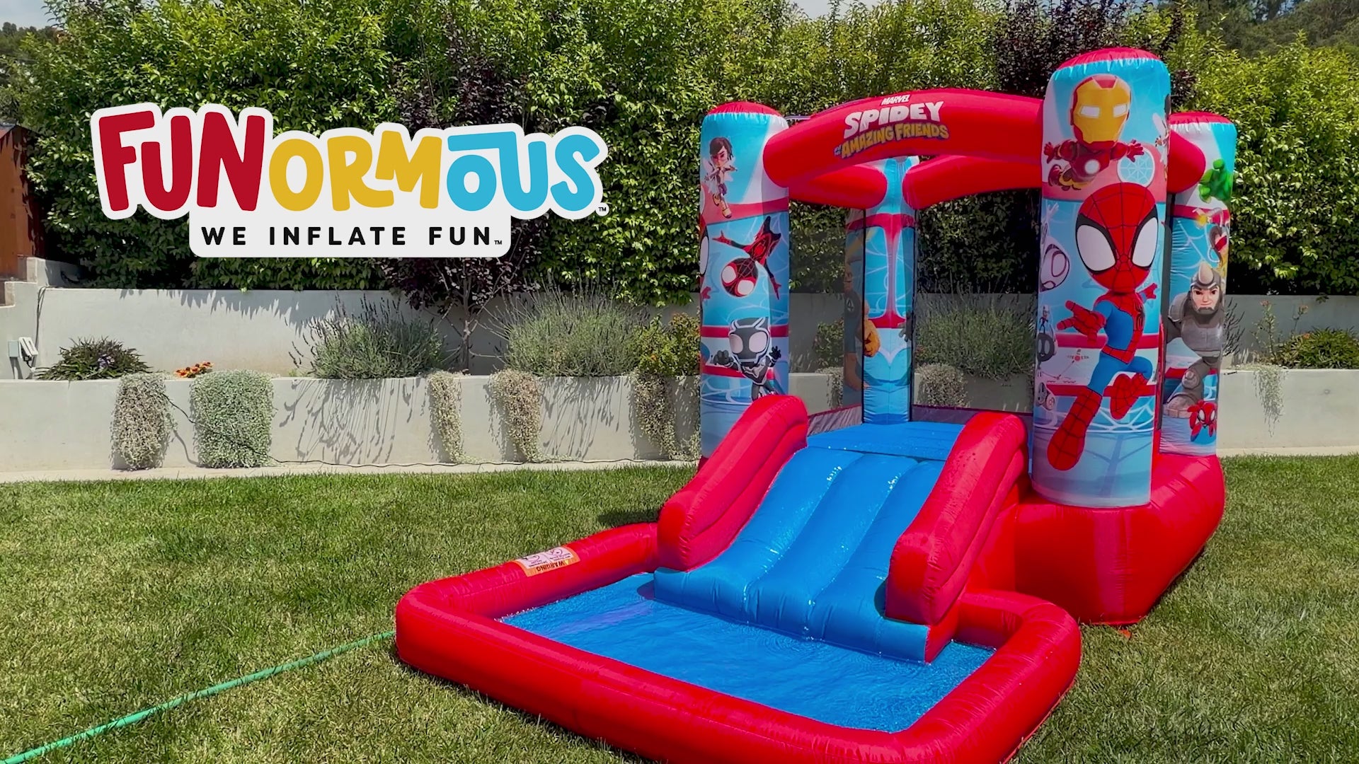 Spidey and Friends bounce house waterslide