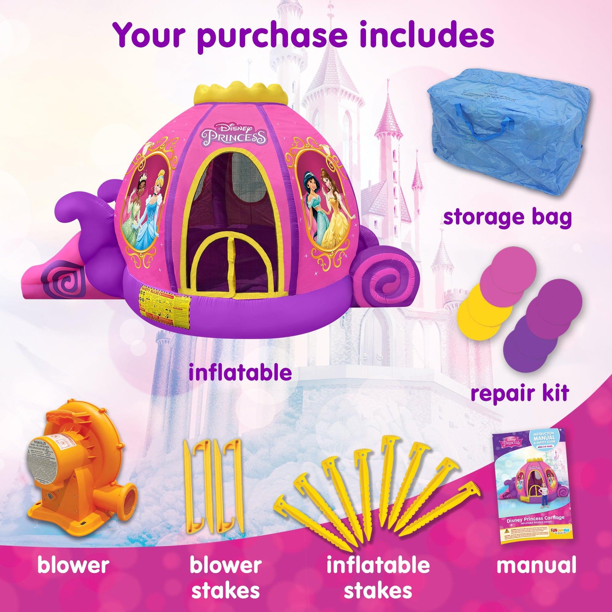 Disney Princess Carriage Bounce House for Sale