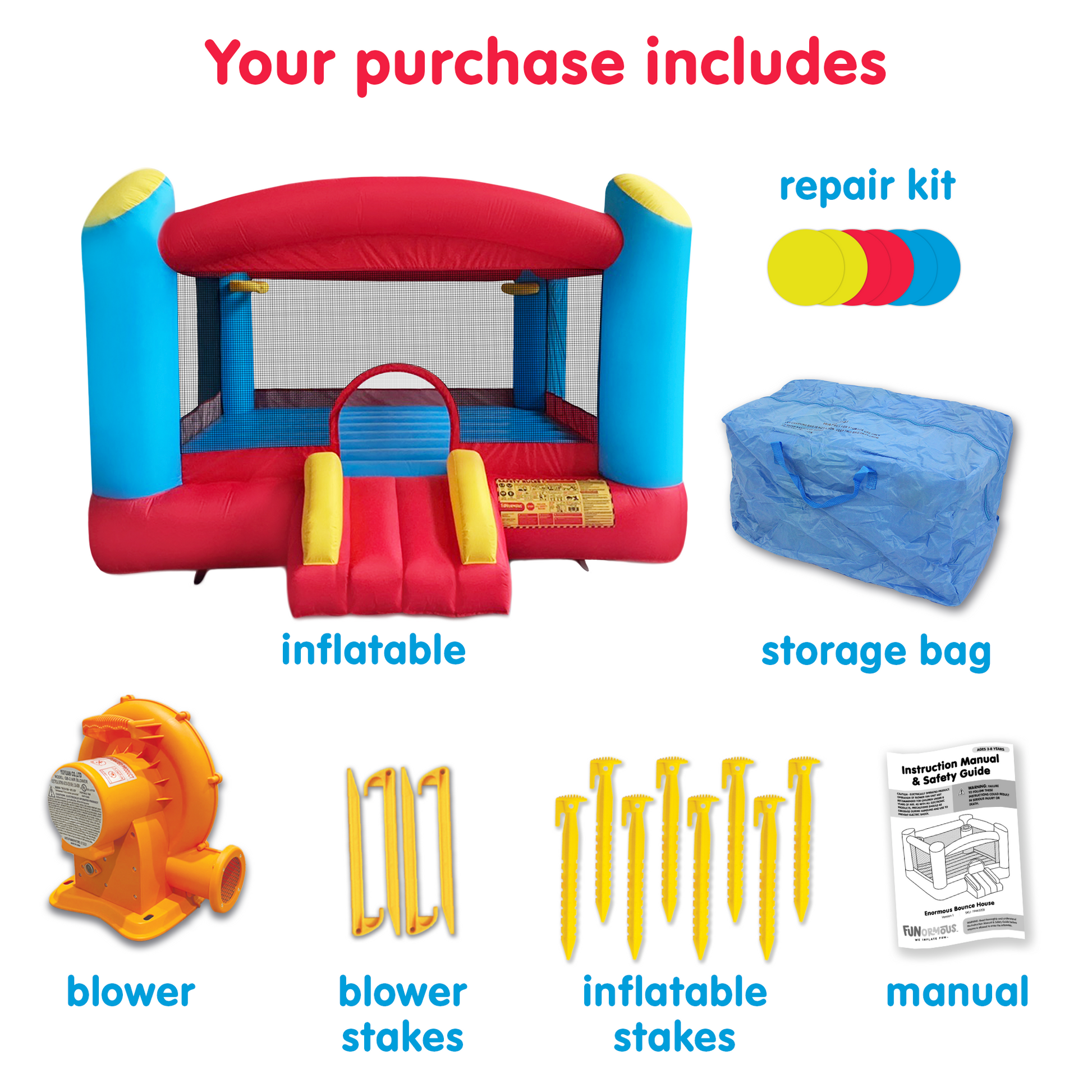 Enormous Bounce House Included Items in Purchase