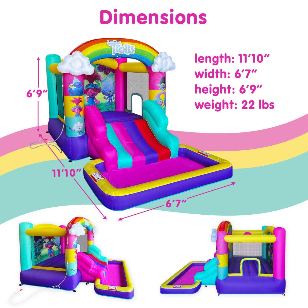 Trolls bounce house water slide with pool