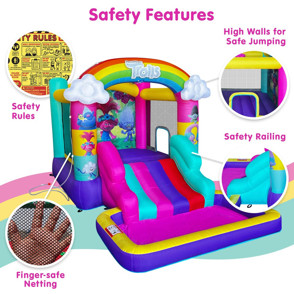 Trolls bounce house water slide with pool